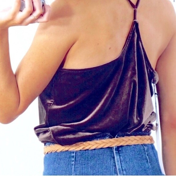 NSR velvet velour wrap top strappy high low cami tank mauve lavender pink XS - Picture 6 of 16